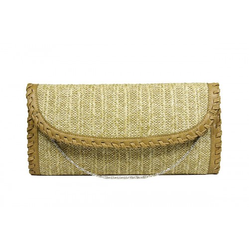Evening Bag - Straw Like w/ Whipped Trim - Beige &ndash; BG-92072BEI